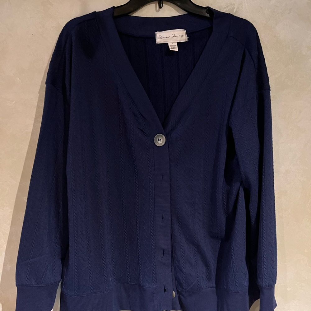 French Laundry Dark Navy Cable Knit Cardigan